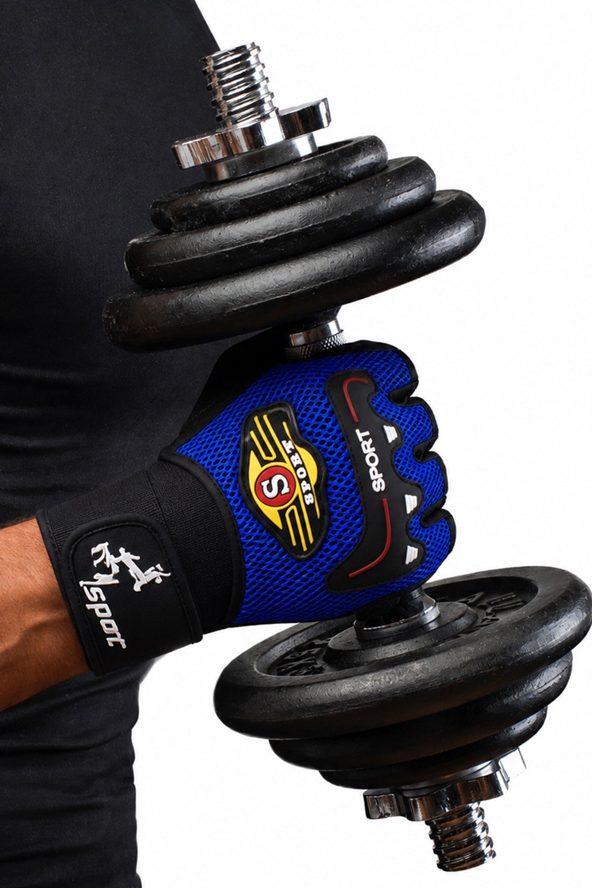 M Beden Kesik Yarım Fitness Gym Ağırlık Kaldırma Spor Eldiveni Unisex Bisiklet Eldiveni Mavi 115
