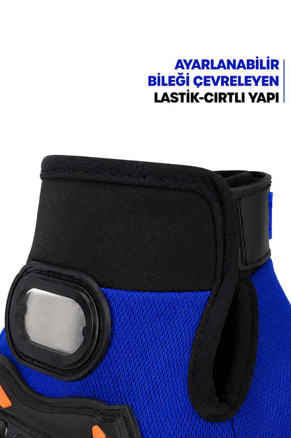 M Beden Korumalı Kesik Yarım Motosiklet Eldiveni Unisex Bisiklet Motorcu Eldiveni Mavi 116
