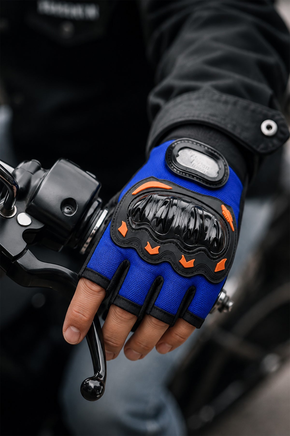 M Beden Korumalı Kesik Yarım Motosiklet Eldiveni Unisex Bisiklet Motorcu Eldiveni Mavi 116