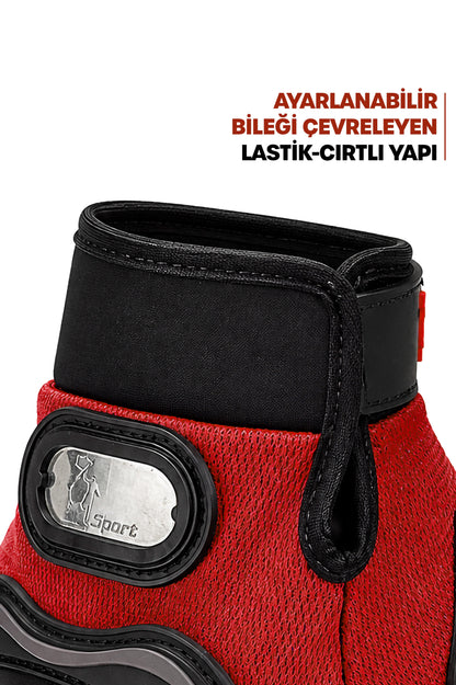 M Beden Korumalı Motosiklet Eldiveni Unisex Bisiklet Motorcu Eldiveni Kırmızı 113