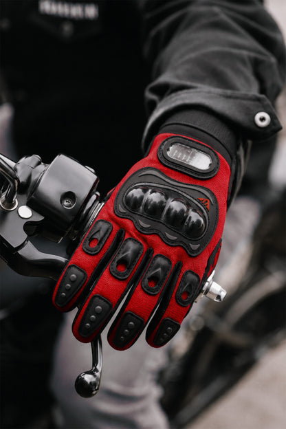 M Beden Korumalı Motosiklet Eldiveni Unisex Bisiklet Motorcu Eldiveni Kırmızı 113