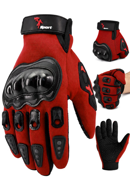 M Beden Korumalı Motosiklet Eldiveni Unisex Bisiklet Motorcu Eldiveni Kırmızı 114