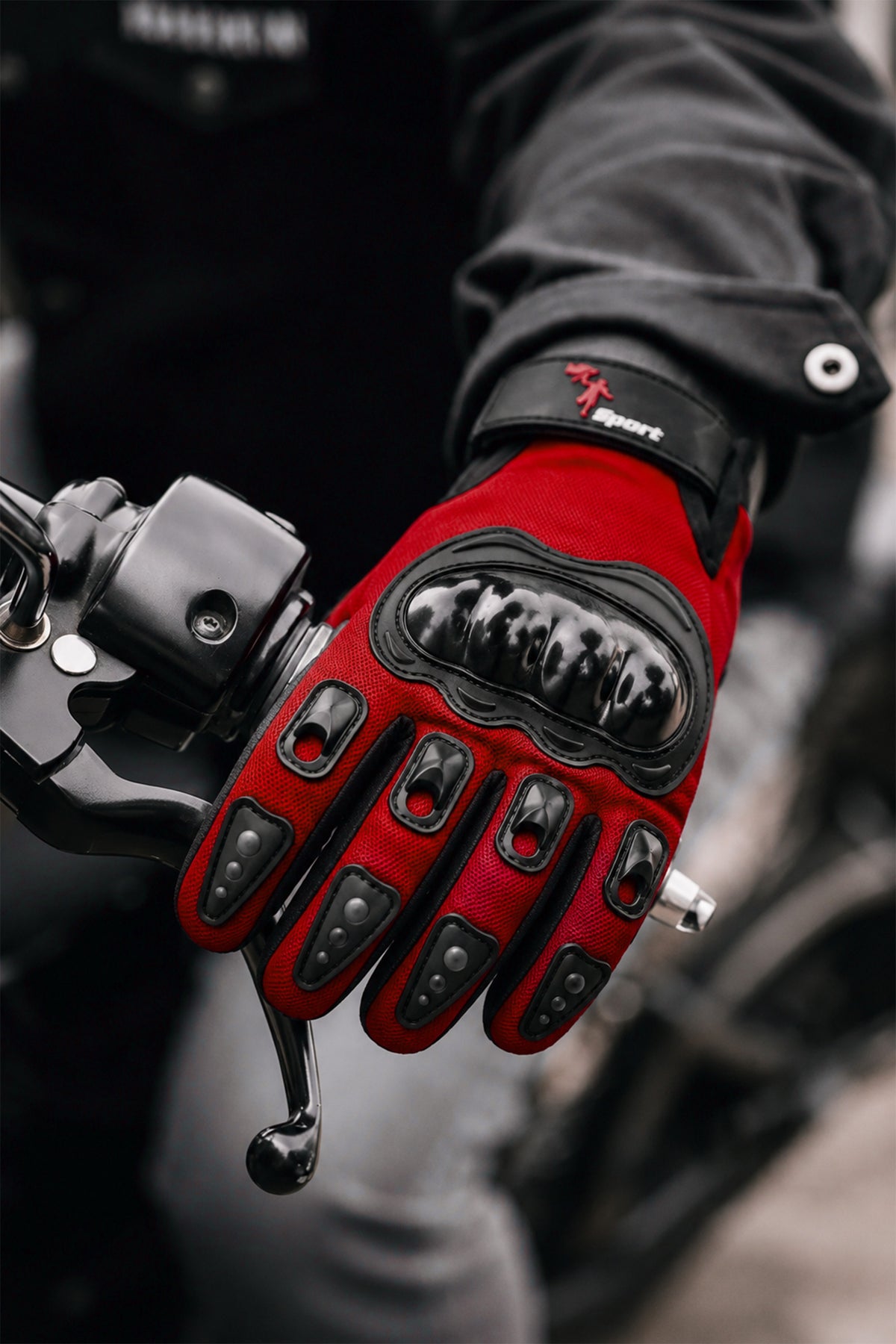 M Beden Korumalı Motosiklet Eldiveni Unisex Bisiklet Motorcu Eldiveni Kırmızı 114
