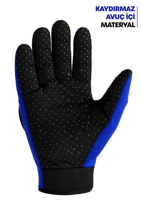 M Beden Korumalı Motosiklet Eldiveni Unisex Bisiklet Motorcu Eldiveni Mavi 114