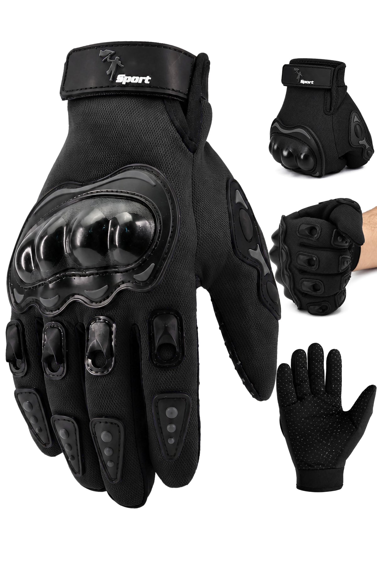 M Beden Korumalı Motosiklet Eldiveni Unisex Bisiklet Motorcu Eldiveni Siyah 114