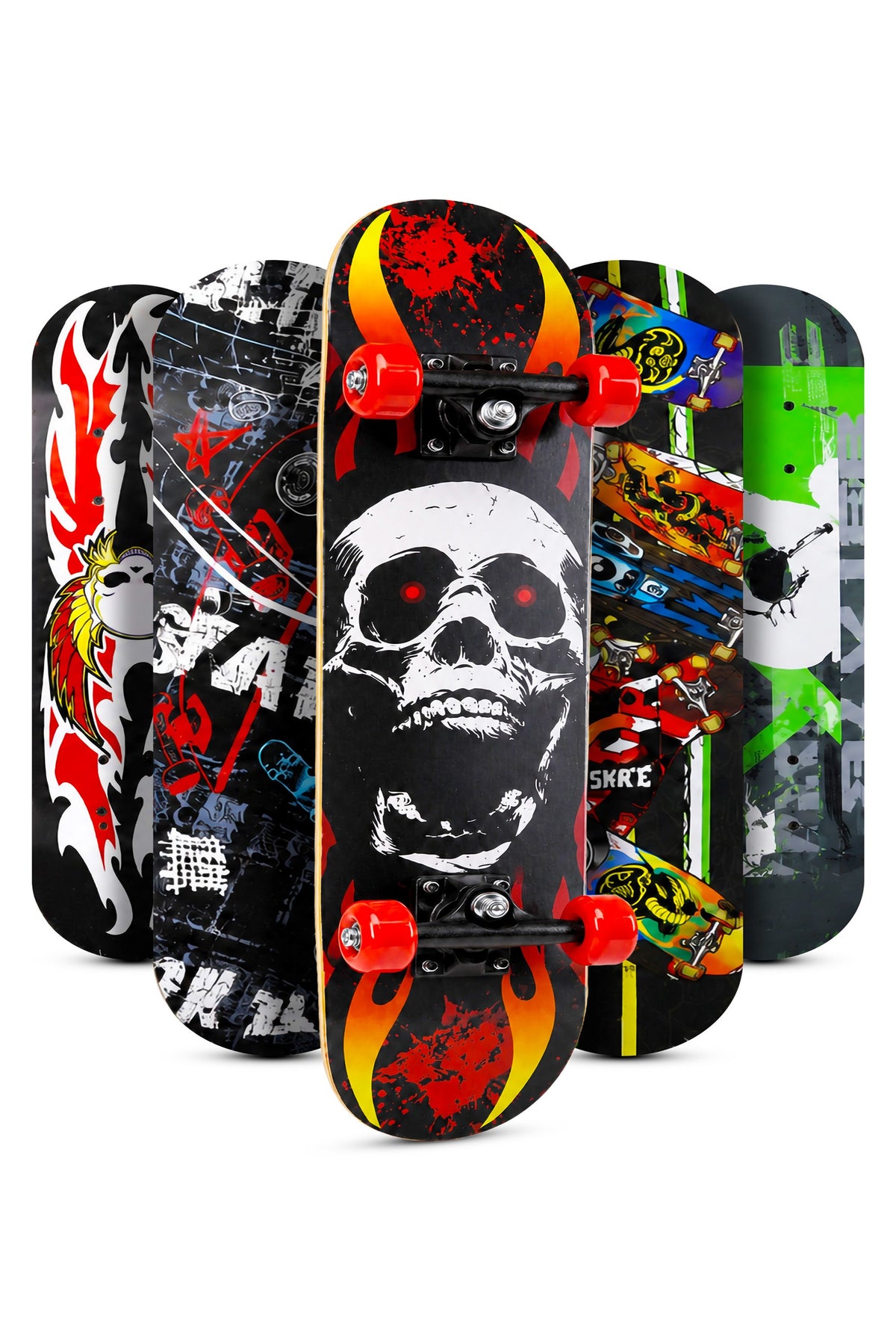 Mini Boy Kaykay 43 cm 8 Katmanlı Canlı Desenli Kemik Teker Kaymaz Skateboard 1705