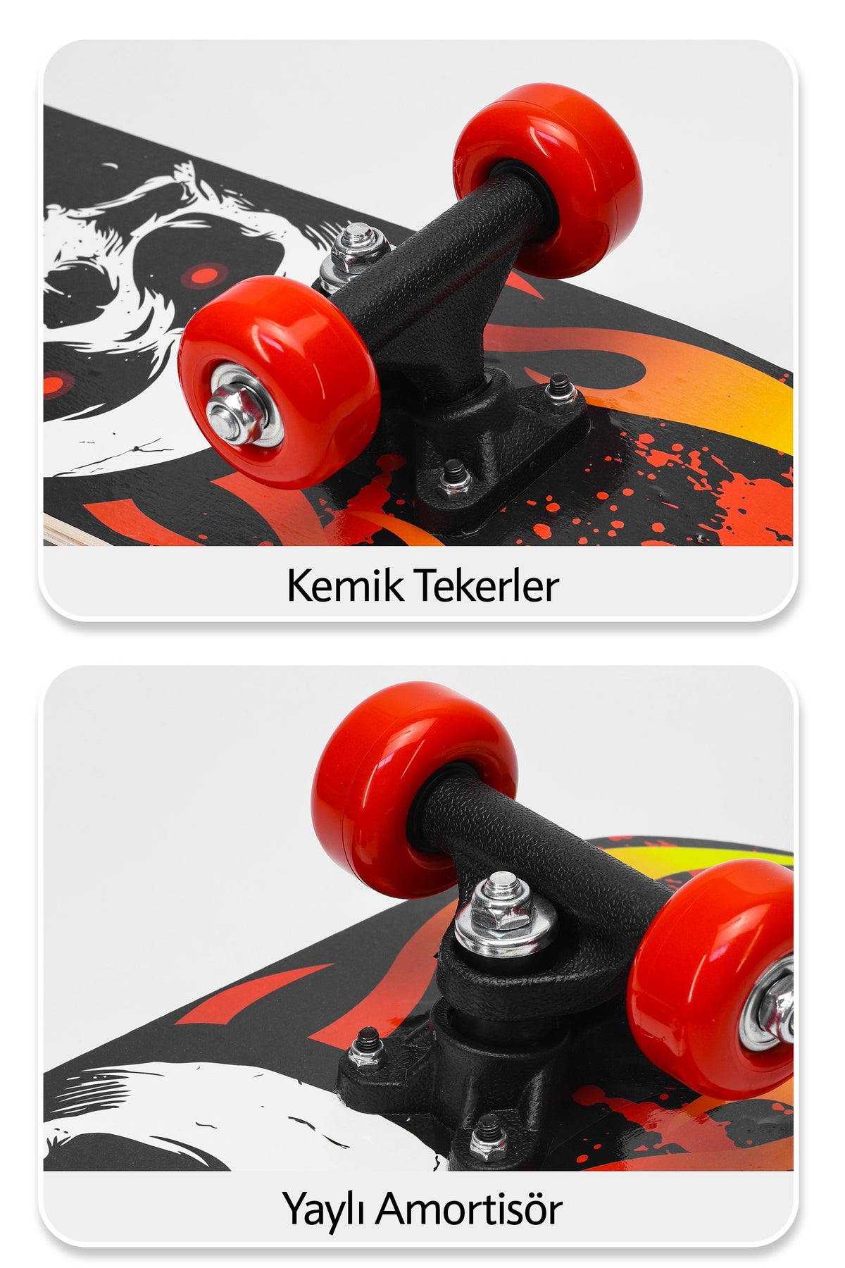 Mini Boy Kaykay 43 cm 8 Katmanlı Canlı Desenli Kemik Teker Kaymaz Skateboard 1705