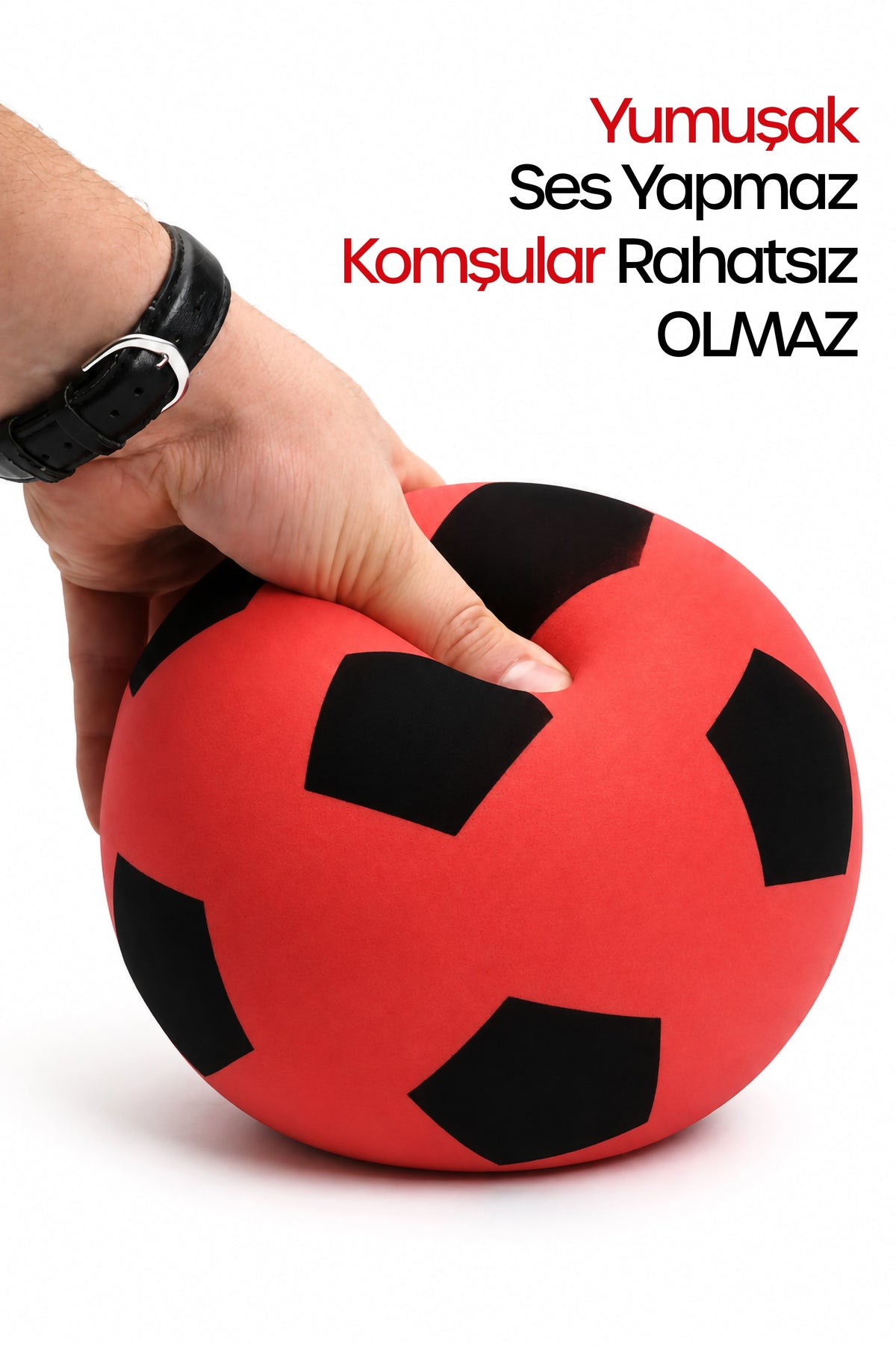 No:3 Futbol Topu Sessiz Sünger Gürültüsüz Yumuşak Evde Oynamaya Uygun Futbol Topu Kırmızı SFT7