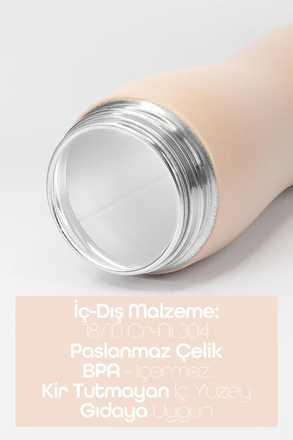 Paslanmaz 304 Çelik Matara Pipetli Motivasyon Matarası Suluğu 304 Çelik Suluk Yeşil 750 ml 1156
