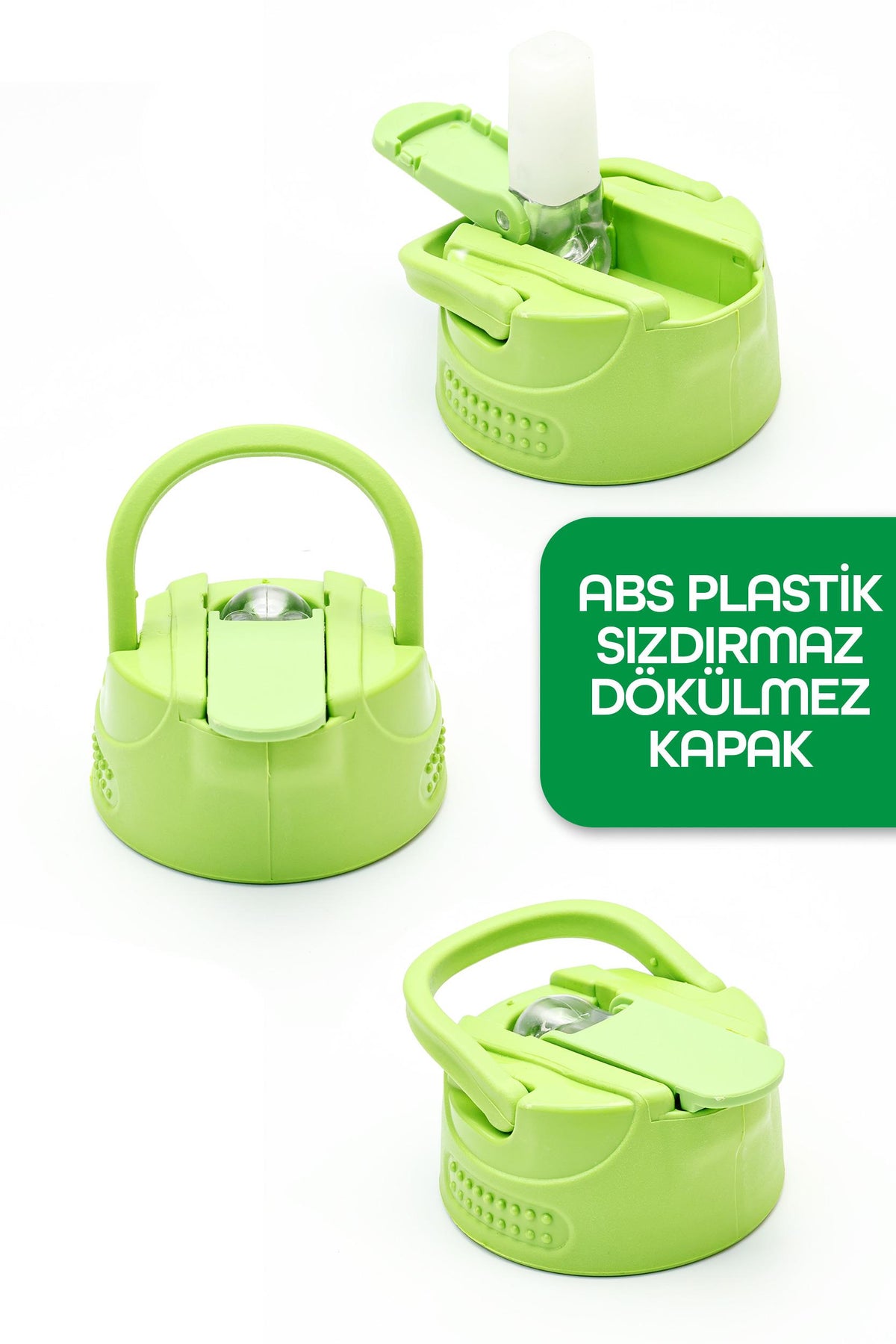 Paslanmaz 304 Çelik Matara Pipetli Motivasyon Matarası Suluğu 304 Çelik Suluk Yeşil 750 ml 1156