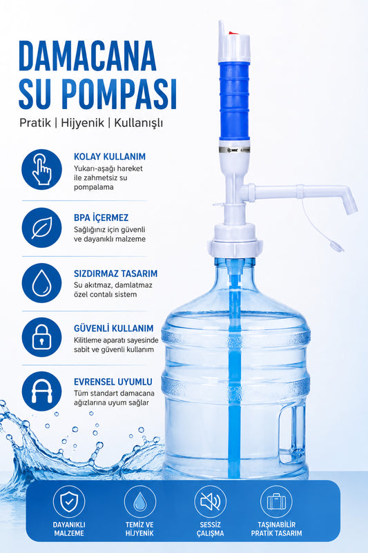 Pilli Damacana Su Pompası Otomatik BPA İçermeyen D Tip Pille Çalışan Damacana Pompası