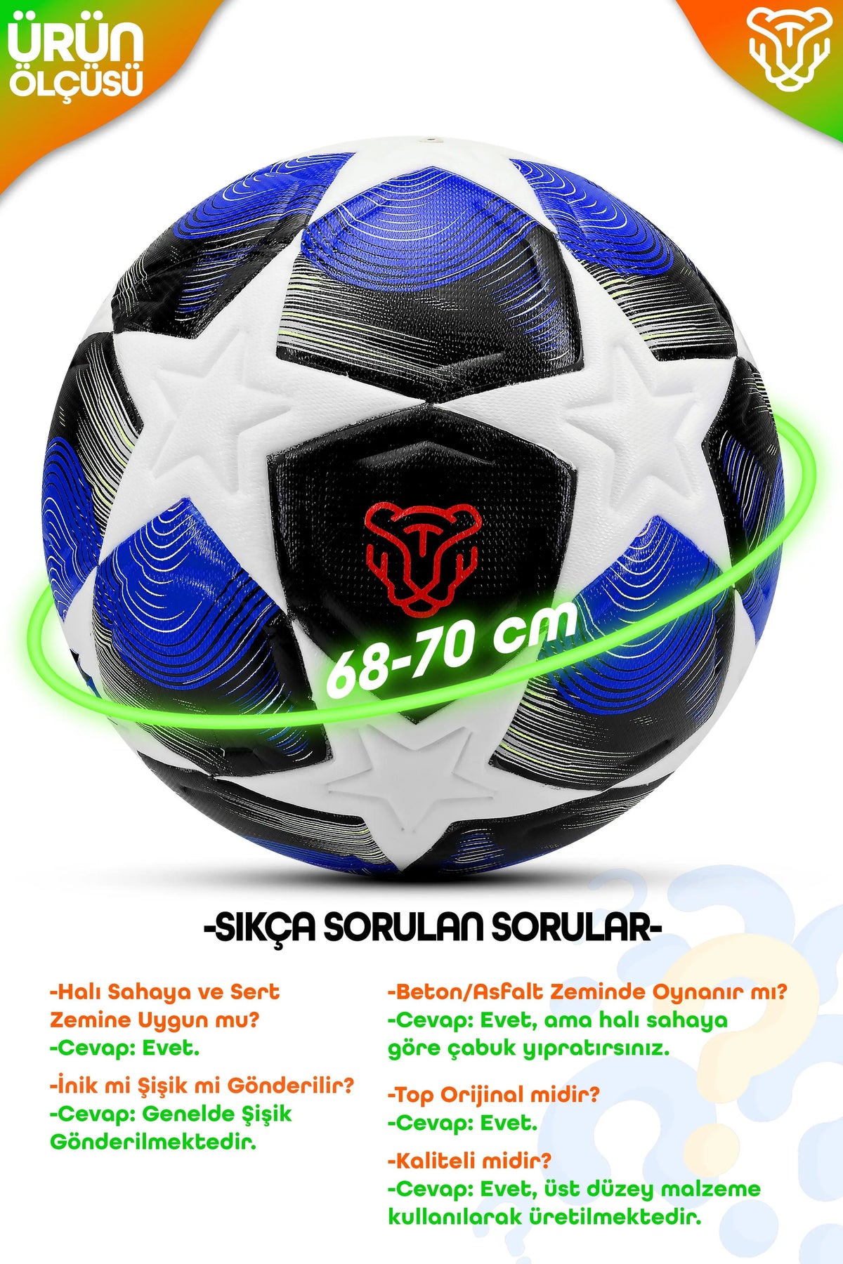 FT520 Şampiyonlar Ligi Futbol Topu 5 Numara – Mavi Desenli Antrenman ve Maç Topu