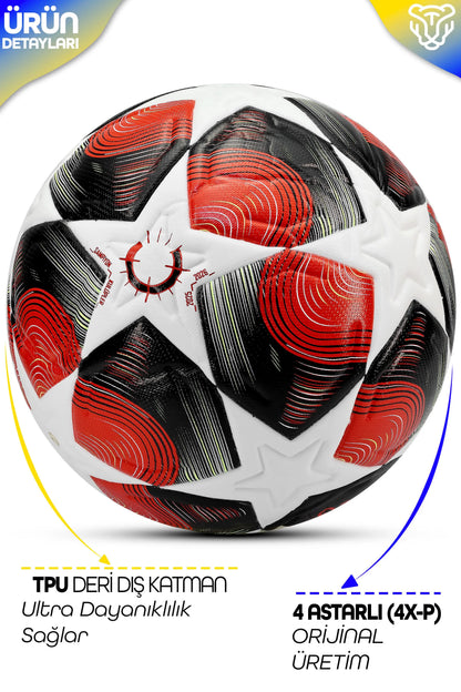FT520 Şampiyonlar Ligi Futbol Topu 5 Numara – Kırmızı Desenli Antrenman ve Maç Topu