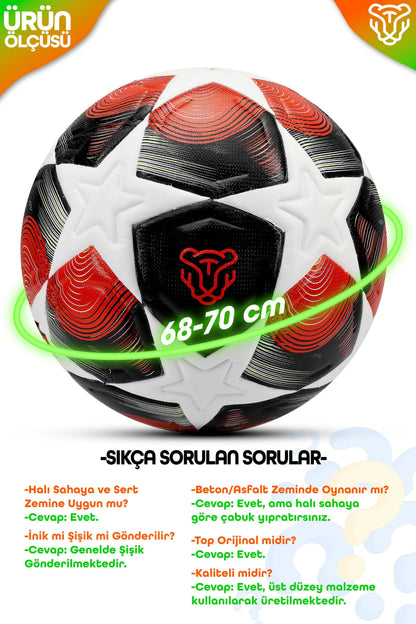 FT520 Şampiyonlar Ligi Futbol Topu 5 Numara – Kırmızı Desenli Antrenman ve Maç Topu
