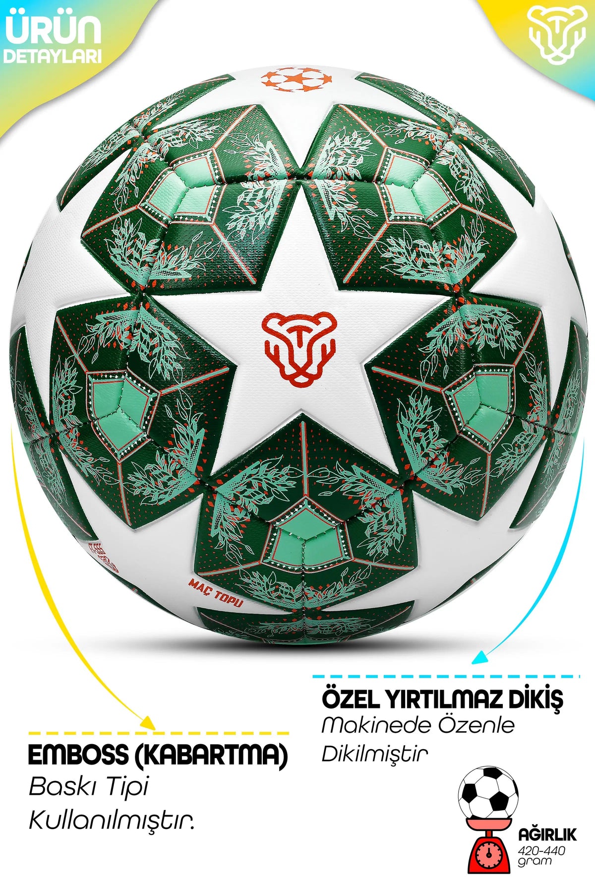 Telvesse FT-555 Futbol Topu No: 5 Yeşil