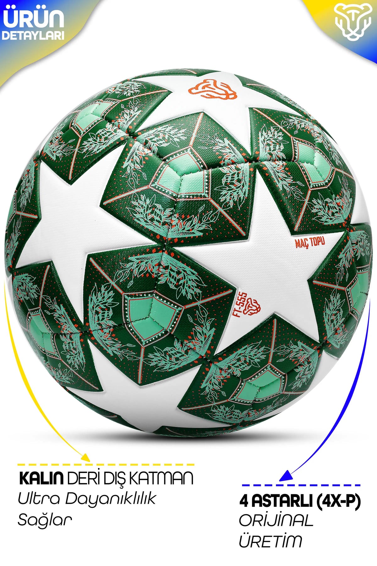 Telvesse FT-555 Futbol Topu No: 5 Yeşil