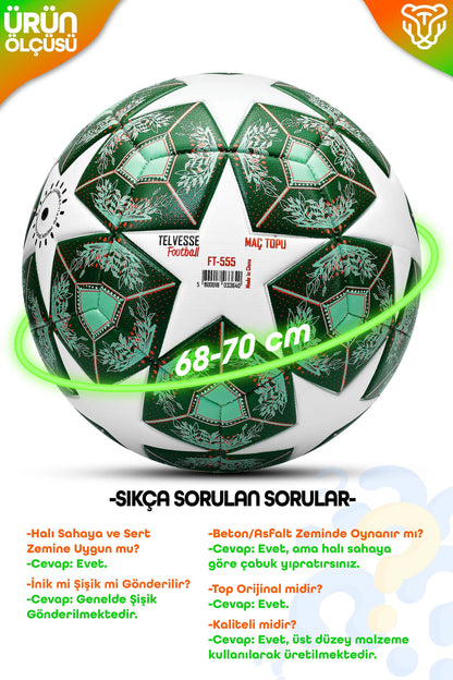 Telvesse FT-555 Futbol Topu No: 5 Yeşil