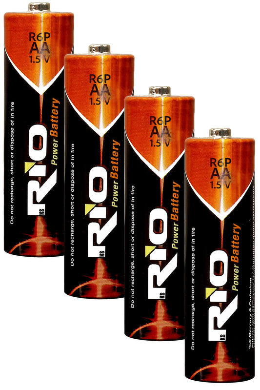 Rio 4lü AA R6P Kalın Kalem Pil Saat Pili Çinko Karbon Pil Zn-C 1.5V