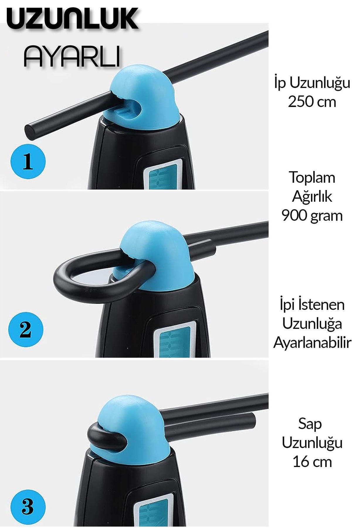 Sayaçlı Atlama İpi Uzunluk Ayarlanabilir Atlama Sekme İpi Jump Rope Örgü İpli K1543