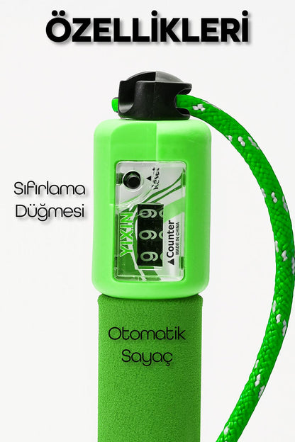 Sayaçlı Atlama İpi Uzunluk Ayarlanabilir Atlama Sekme İpi Jump Rope Örgü İpli K1543