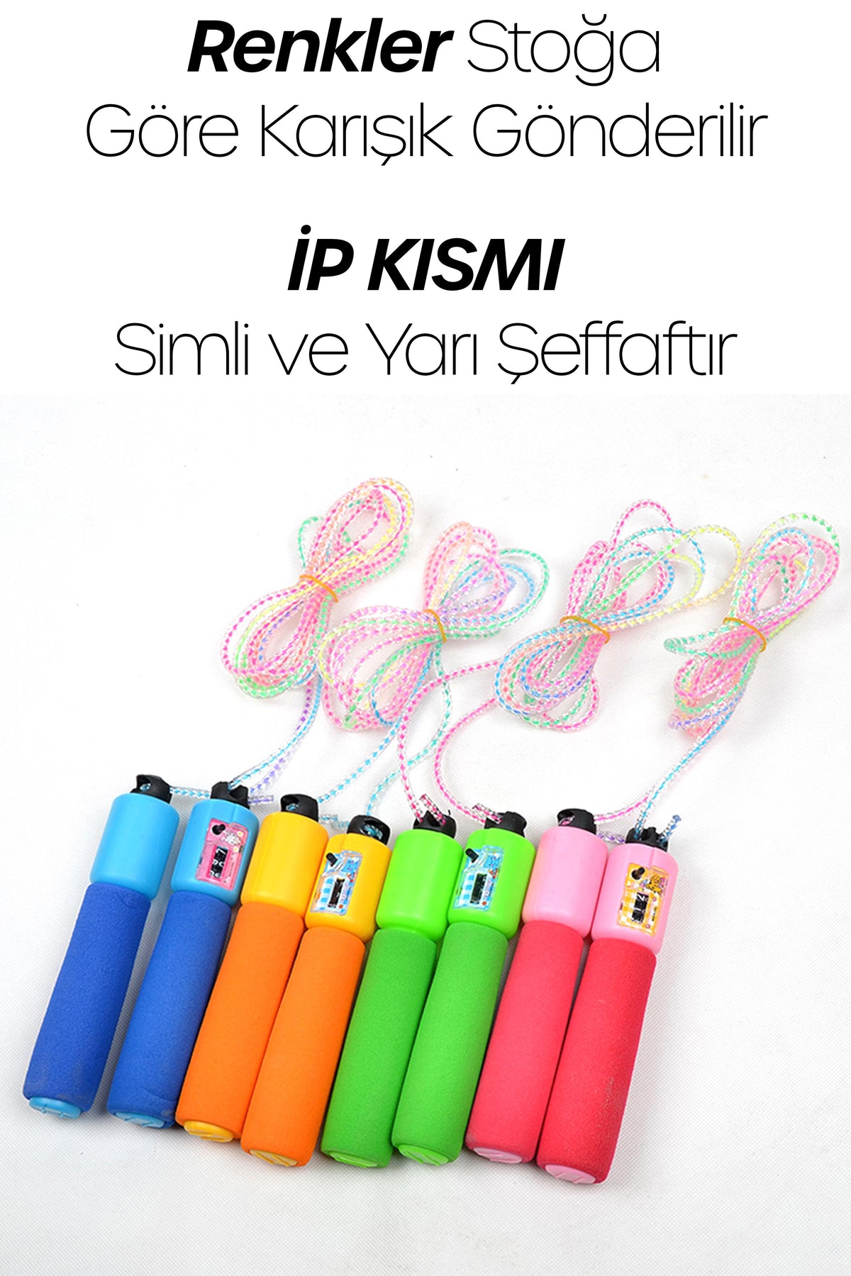 Sayaçlı Atlama İpi Uzunluk Ayarlanabilir Atlama Sekme İpi Jump Rope Şeffaf Simli İp K1567