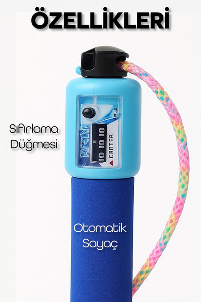 Sayaçlı Atlama İpi Uzunluk Ayarlanabilir Atlama Sekme İpi Jump Rope Şeffaf Simli İp K1567