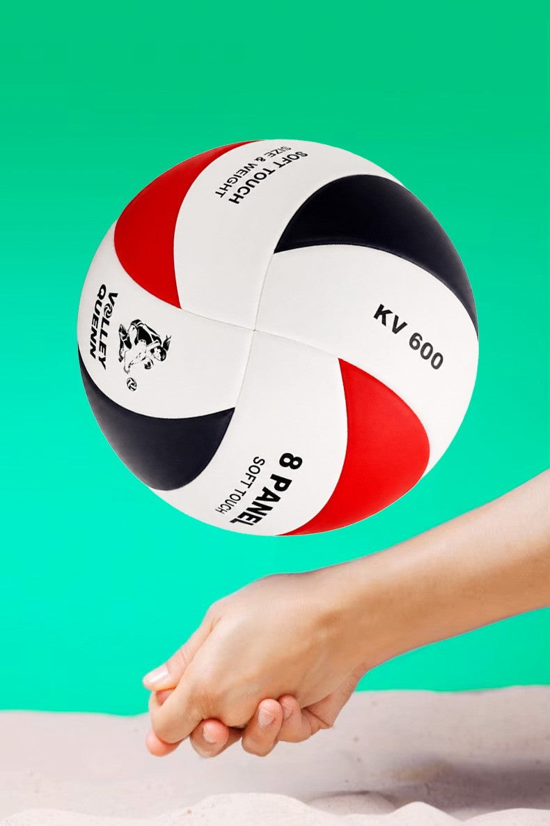Voleybol Topu Swirl Soft Touch Yapıştırma Yumuşak Yüzey 8 Panel 5 Numara Kırmızı Beyaz KV600