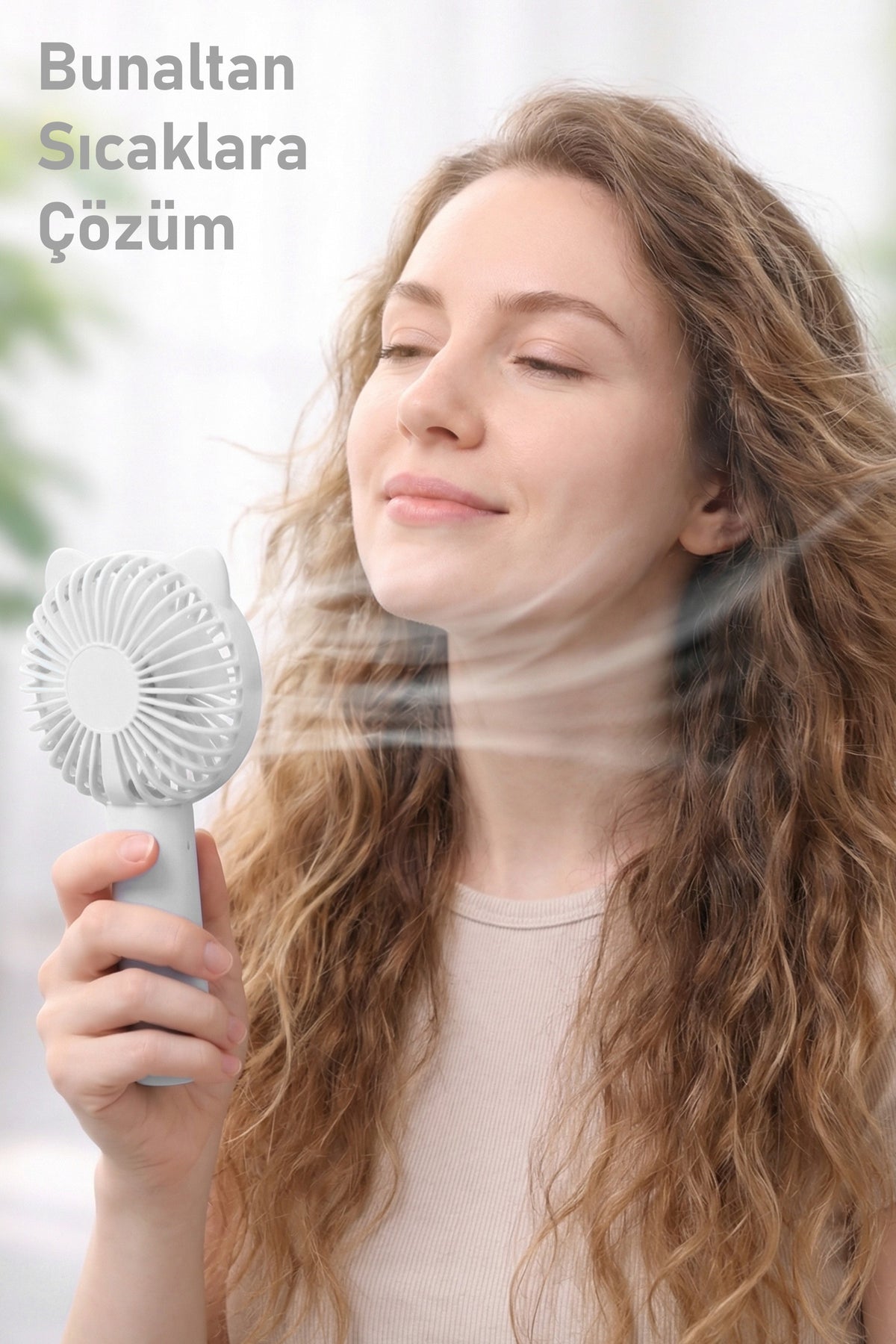 Standlı 3 MOD Şarjlı El Fanı 3 Kademe Seyahat Masaüstü Vantilatör Taşınabilir Mini Fan Beyaz F137