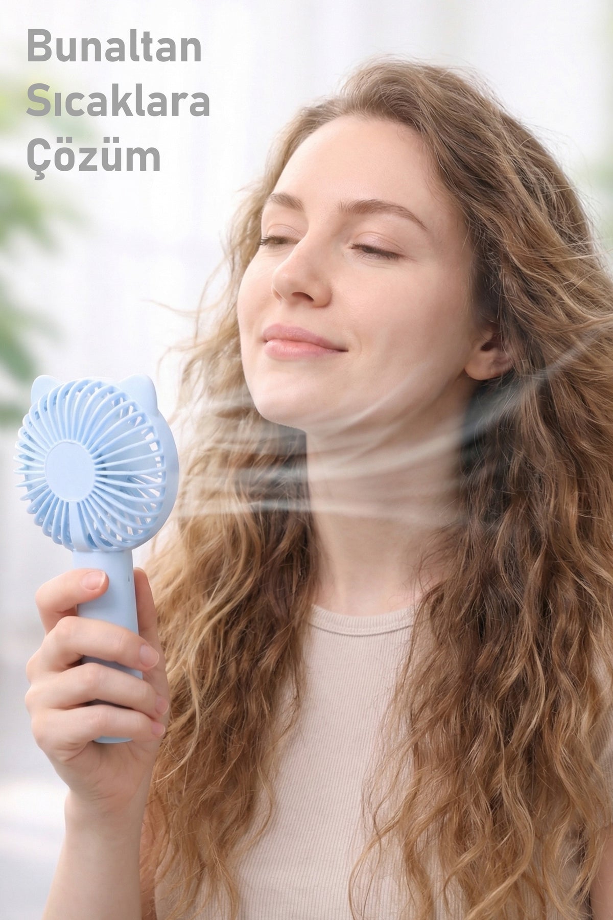Standlı 3 MOD Şarjlı El Fanı 3 Kademe Seyahat Masaüstü Vantilatör Taşınabilir Mini Fan Mavi F137
