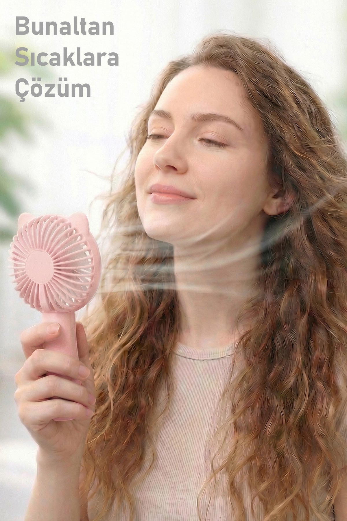 Standlı 3 MOD Şarjlı El Fanı 3 Kademe Seyahat Masaüstü Vantilatör Taşınabilir Mini Fan Pembe F137