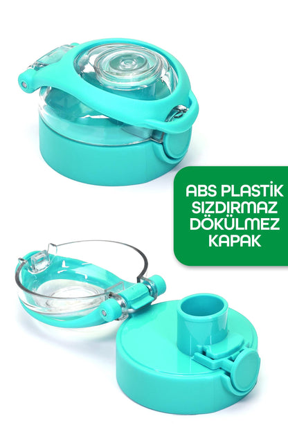 Su Matarası Tritan Geniş Ağız Su Şişesi Gradyan Spor Matarası Suluğu BPAsız 500 mL Turkuaz 0109