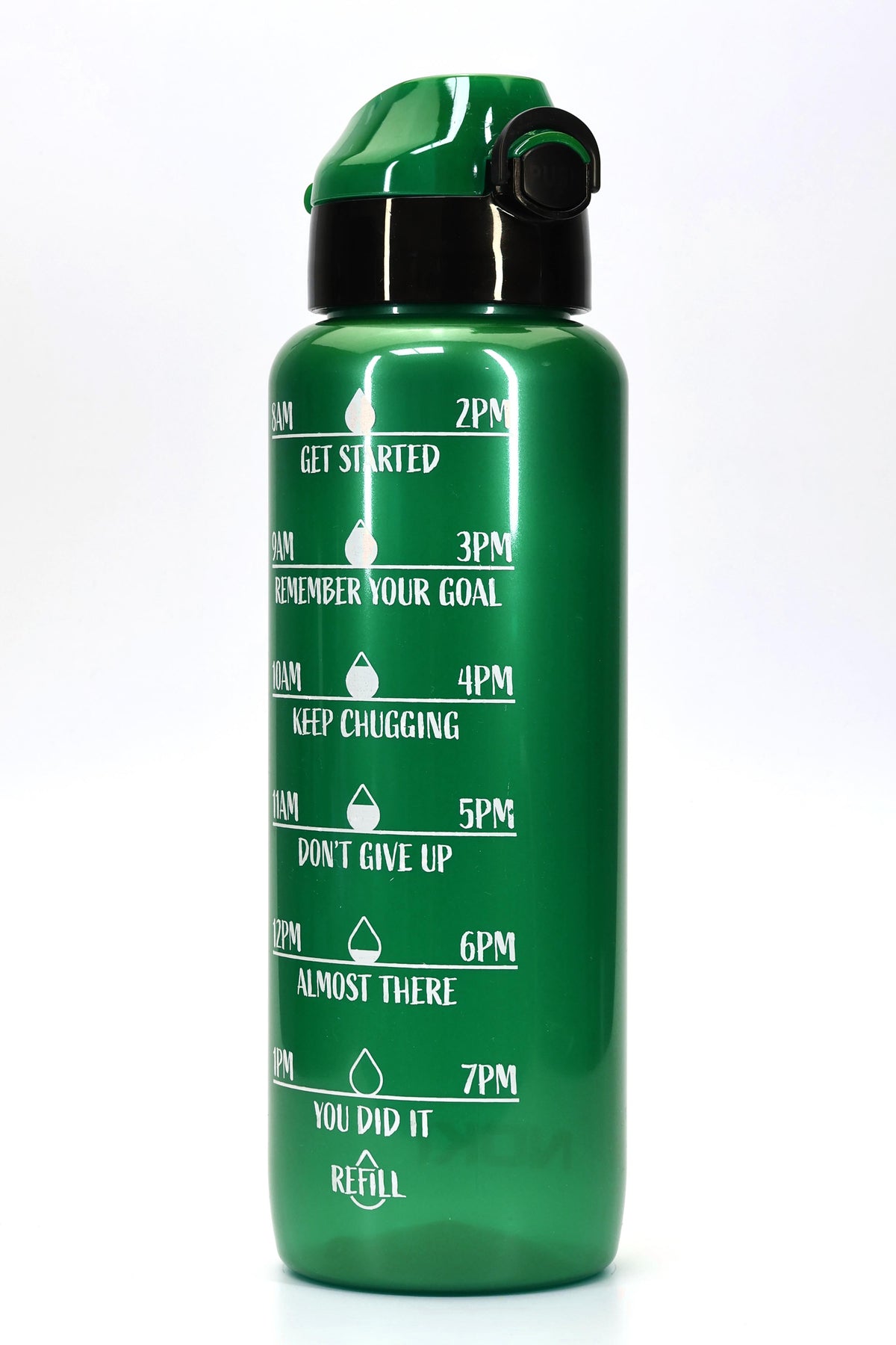 Su Matarası Tritan Geniş Ağız Su Şişesi Motivasyon Spor Matarası Suluğu BPAsız 1000 mL Yeşil T0103