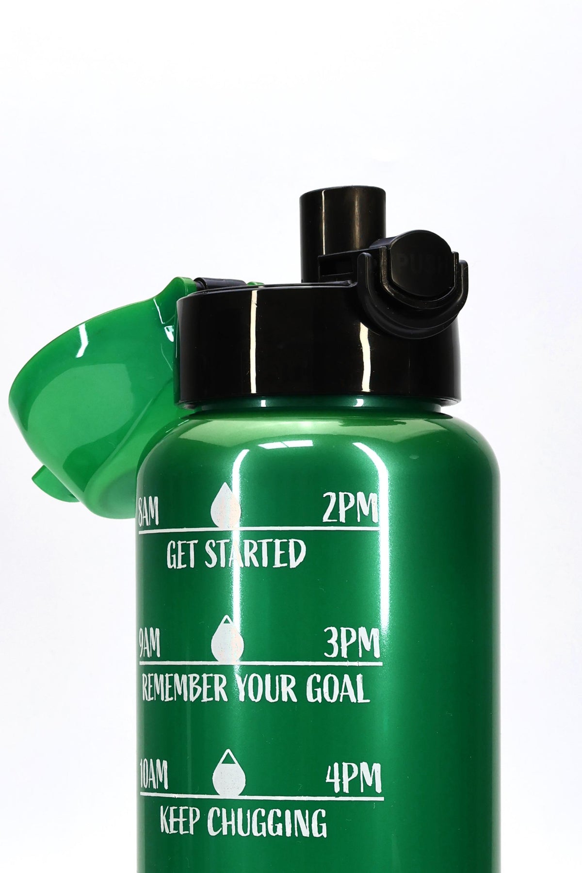 Su Matarası Tritan Geniş Ağız Su Şişesi Motivasyon Spor Matarası Suluğu BPAsız 1000 mL Yeşil T0103