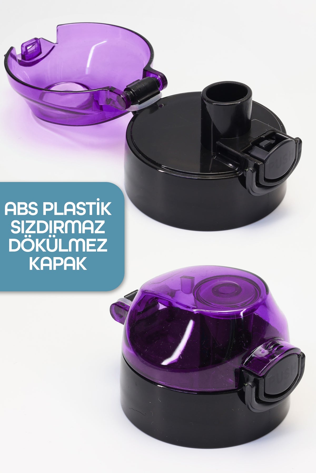 Su Matarası Tritan Geniş Ağız Su Şişesi Stay Hydrated Spor Matarası Suluğu BPAsız 630 mL Mor 0102