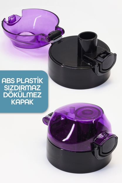 Su Matarası Tritan Geniş Ağız Su Şişesi Stay Hydrated Spor Matarası Suluğu BPAsız 630 mL Mor 0102
