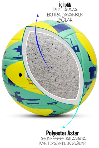 Telvesse VT800 Spike Voleybol Topu Pompalı Yumuşak Doku Semi-Pro İç-Dış Mekan Soft Touch 300 g No:5