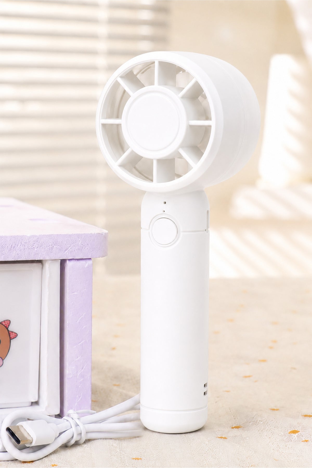 Turbo 3 MOD Şarjlı El Fanı 3 Kademe Seyahat Masaüstü Vantilatör Taşınabilir Mini Fan Beyaz F130